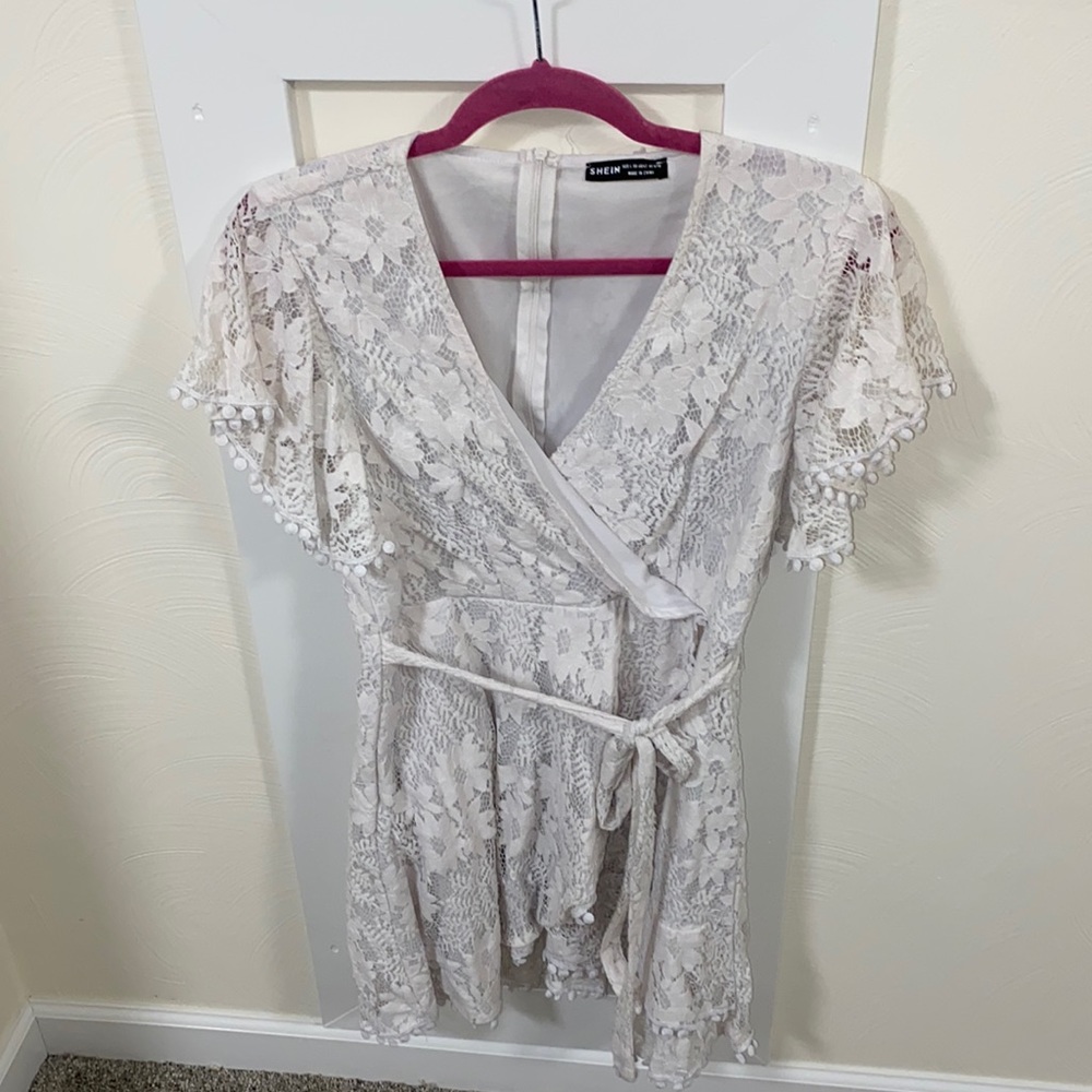 White lace mini dress